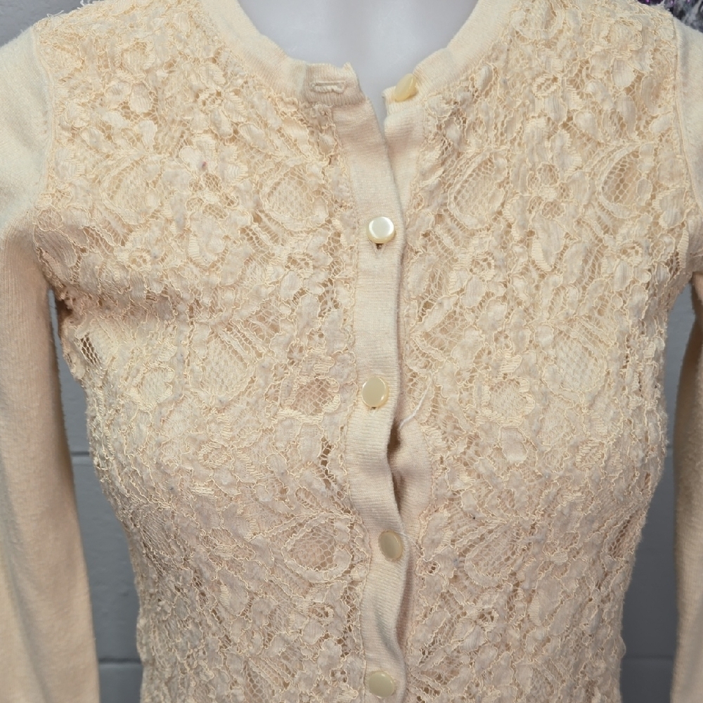 Merona Cream Lace Button-Up Sweater - Picture 4 of 11